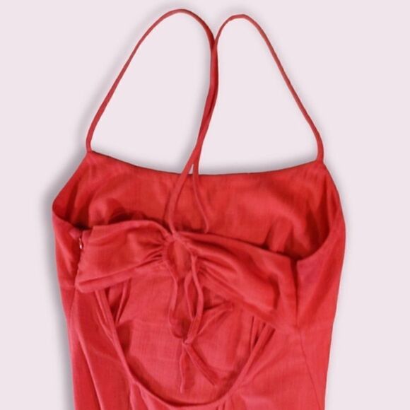 Intermix Josephine Linen Maxi Dress Pink Square Neckline - Picture 8 of 10